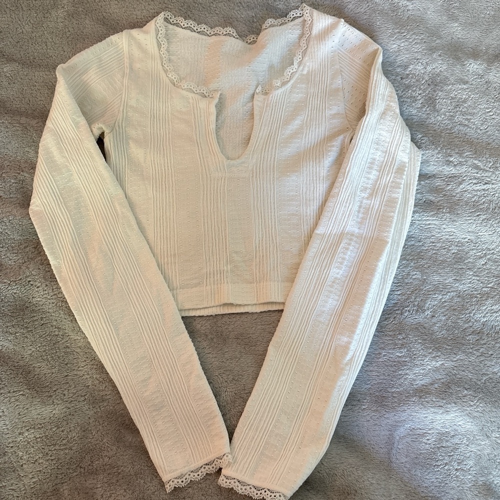 Urban Outfitters Cream Lace Detail Blouse